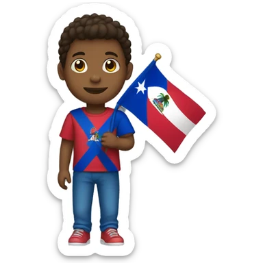 boy and flag haiti on hand sticker