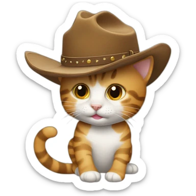 cat tipping cowboy hat sticker