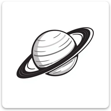 Hand-drawn Saturn planet in grey tones sticker