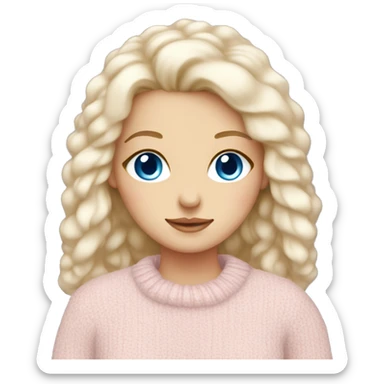 Pretty blue eyed white girl with light pink sweater cozy sticker