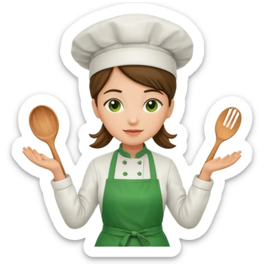 she chef with green apron sticker
