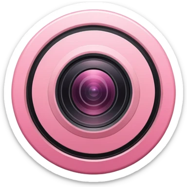 A round camera lens, apple emoji style, minimalist, with highlights, pink, no faces, no smileys, only lens, variant 3 sticker