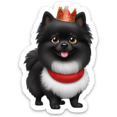 Black Pomeranian Spitz in a New Year's costume sticker