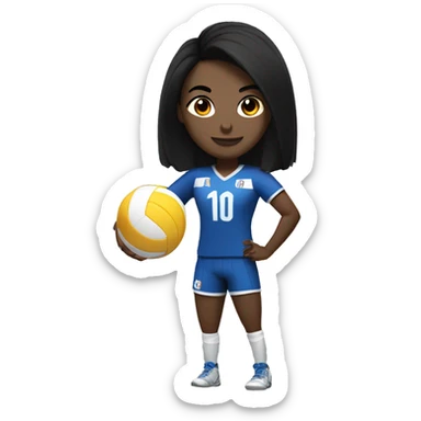 "A volleyball player with black bobbed hair wearing a uniform with the number 10." sticker