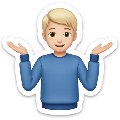 cute boy with cute dressing shrugging his shoulder sticker