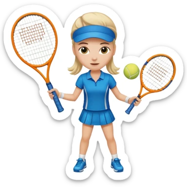 white young girl playing tennis sticker
