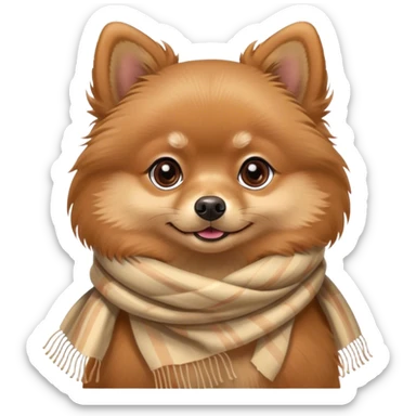 brown pomeranian with scarf sticker