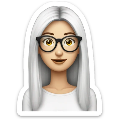 mujer piel blanca gafas pelo largo ycon camarones y espagueti sticker