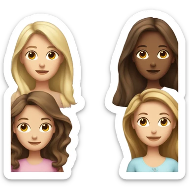 Mum with long brown hair, 2 daughters one with long brown hair one with blonde hair  sticker