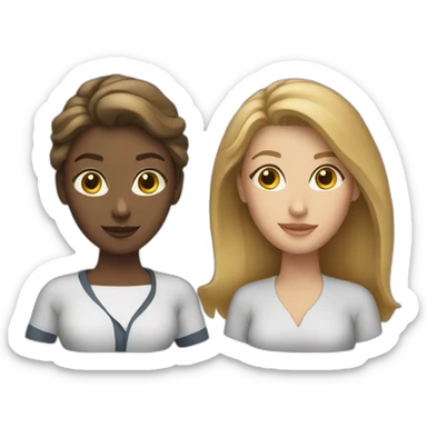 two white women filling paperwork sticker