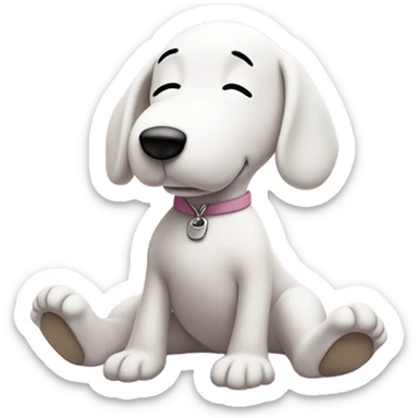 Snoopy doing downwards dog pose  on a pastel pink yogamat sticker