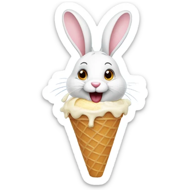 A rabbit eating an ice cream sticker