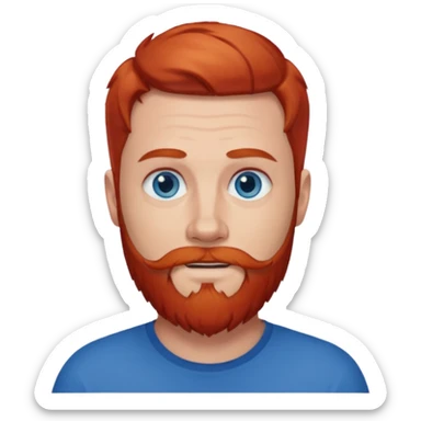 Dave Farrell with blue eyes, red hair and beard sticker