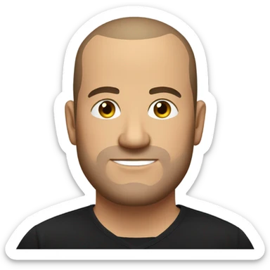 overweight italian man, with buzz cut and no beard. wearing a black unbuttoned smart shirt. sticker