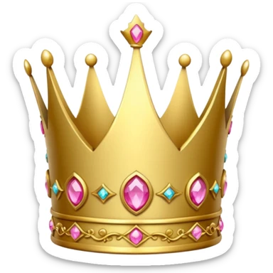 small crown golden with pink gems sticker