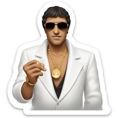 Tony Montana sunglasses the world in his hand sticker