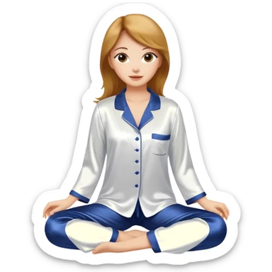 realistic only white silk pajama set for women  sticker