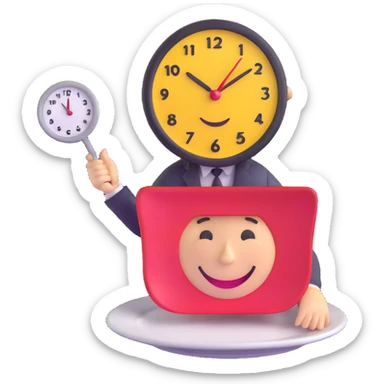 smiling face with a clock and plate, symbolizing healthy intermittent fasting sticker