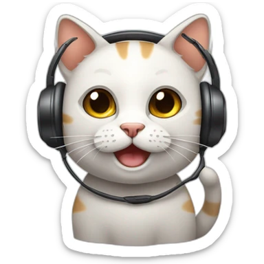 gato com fone de ouvido sticker