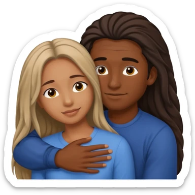 dark skin girlfriend hugs mixed boyfriend with long hair  sticker