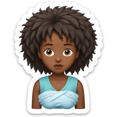 A black woman with nappy messy hair sticker