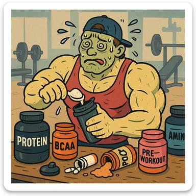  bodybuilder che fa dosaggi a caso, e quindi sta male sticker