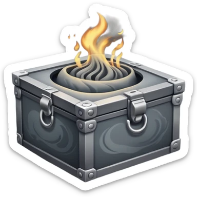 Pandora's box surrounded by swirling dark smoke sticker