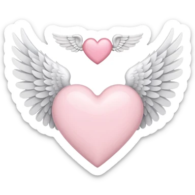 Light pink heart with white angel wings sticker