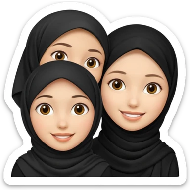 two girl with black hijab and another girl without hijab sticker