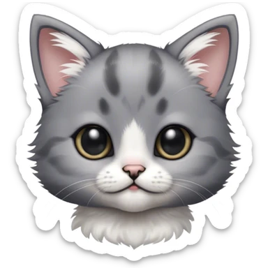 very small black and gray kitten with a big head sticker