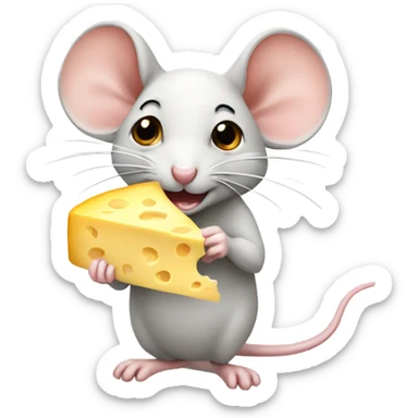 Mouse eating cheese sticker