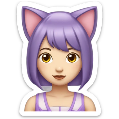 light-purple-bobbed-cat-ear-japanese-girl sticker