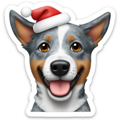 blue heeler wear a christmas hat sticker