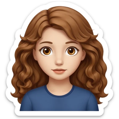 Açık kumral saçları olan, dalgalı kabarık saçlı beyaz tenli kahverengi gözlü bir kız çizer misinn sticker