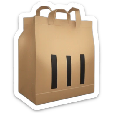 Cardboard bag with white stripes and black inscriptions on them sticker