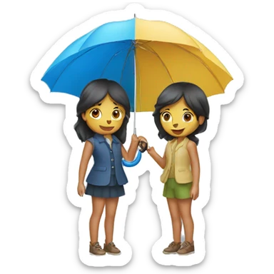 two girl with umbrella sticker