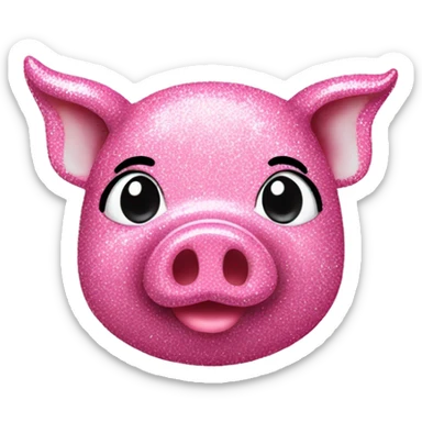 A pink glitter pig sticker