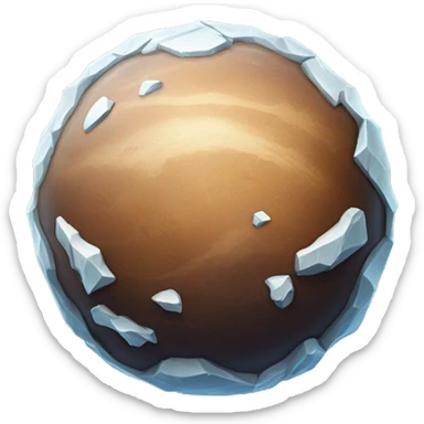 A planet, with rock and icy surface, mostly brown and white as colors sticker