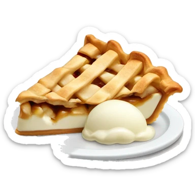 Apple pie slice with vanilla ice cream sticker