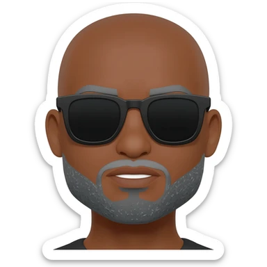 black man bald with gray short goatee and sunglasses sticker