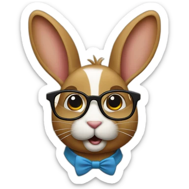 Lapin avec des lunettes qui fait ses devoirs sticker