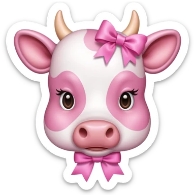 Pink cow with ribbon sticker