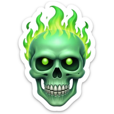 green flaming skull sticker