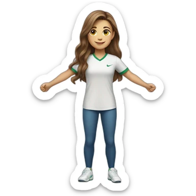 Full body caucasian girl with long Brown hair doing Cristiano ronaldo celebration sticker
