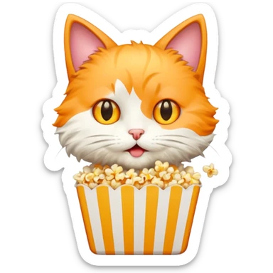 kitty eat pop corn sticker