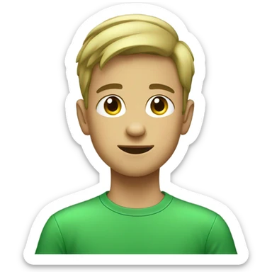 boy in green shirt indoors sticker