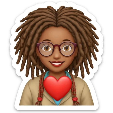 Girl Scouts African American girl with locs and glasses heart  sticker