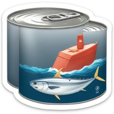 tin can of tuna with a two sails boat sticker