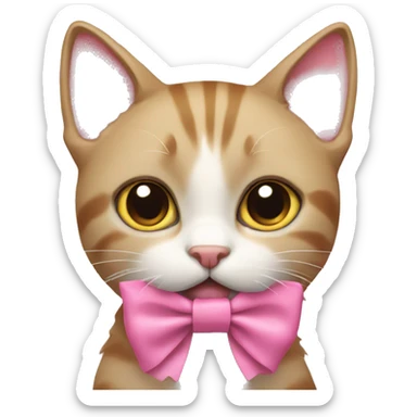 A cat with a pink bow sticker