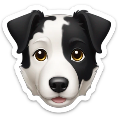 dog, short-hair, black-hair, black-fur, white-chest, white-stripe-down-face, black-head, black-border-collie, mcnab sticker